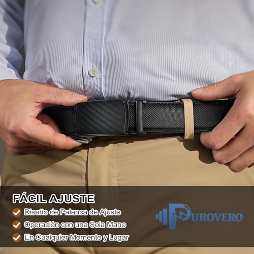 2 Cinturones de Piel Genuina para Hombre-120 CM, Cinturón Ajustable y Recortable para Hombre, Hebilla Automática de Trinquete, Regalos del Día del Padre para Papás, Esposos y Novios