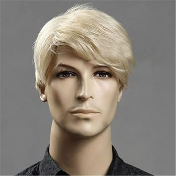 Amazon Com Jywigs Male Wig Blond Short Hair For Men Side Swept