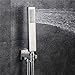 Ownace Square Solid Brass Brushed Nickel Hand Held Shower Head With Wall Connector and 1.5M Hose Set