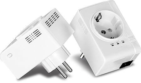 TRENDnet Powerline 500 AV Nano Adapter Kit mit Eingebauter Steckdose, Mit Eingebauter Steckdose, Beinhaltet 2 x TPL-407E Adap