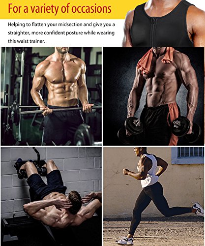 image for Junlan Men Hot Neoprene Workout Sauna Tank Top Zipper Waist Trainer Ve