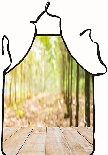 chanrancase tailored apron wood table top with focus blur rubber tree ba Children, unisex kitchen apron, adjustable neck for barbecue 17.7x26.6+10.2(neck) INCH