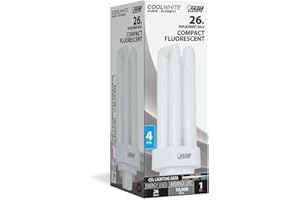 Feit Electric 26-Watt PLT CFL Light Bulb, GX24Q-3 4-Pin Base, 1600 Lumens, 4100K Cool White, PL-Shaped Compact Fluorescent Bulb for General Purpose and Task Lighting, 10,000 Hour Lifetime, PLT26E/41