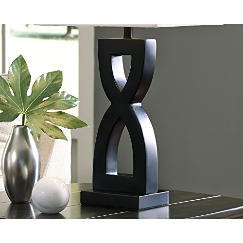 Signature Design by Ashley Amasai Contemporary 29" Sculptured 3 Way Table Lamp, 2 Count, Black