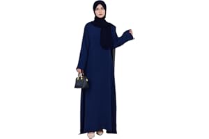Zofocy Solid Color Women Abaya Modest Muslim Prayer Robe Long Sleeve Dubai Maxi Dress Islamic Lightweight Dress