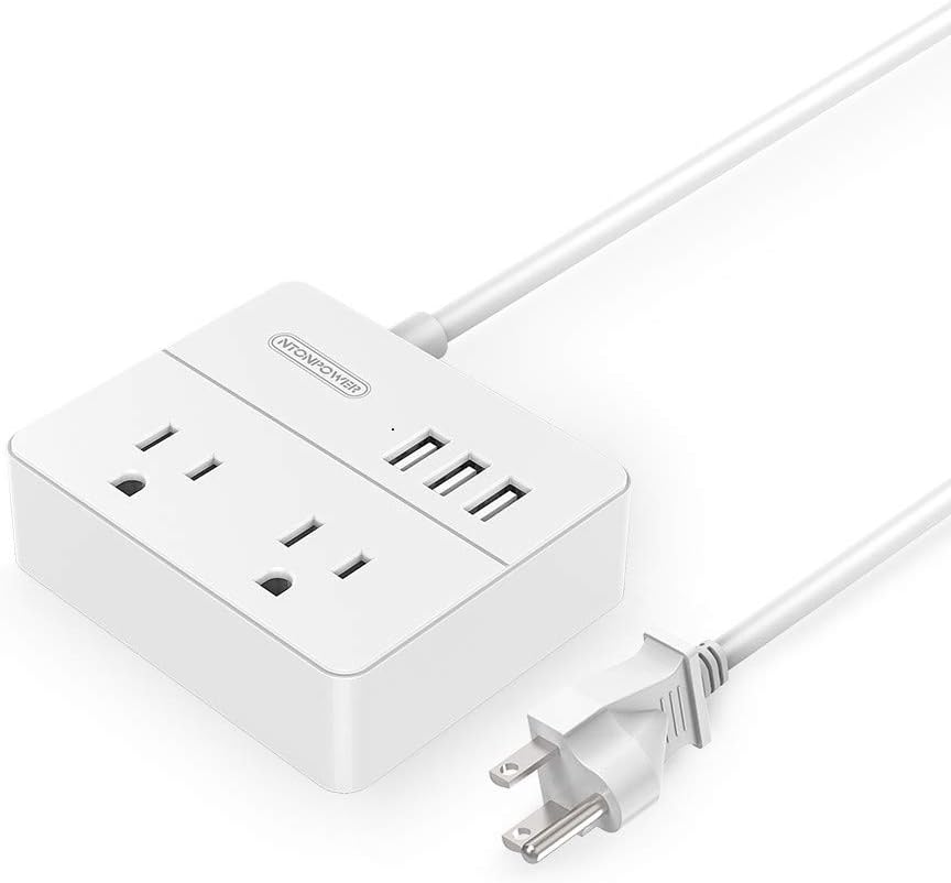 NTONPOWER Travel Power Strip, Portable 2 Outlets and 3 USB Ports Power