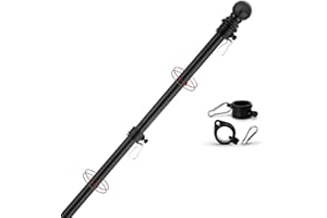 Yeesun FlagPole,6FT Flagpole Kit for 3’ x 5’ American Flag-360° Tangle Resistant Technology,Stainless Steel Professional Outdoor Flag Pole for House Truck & Boat Use (Without Bracket,Black)