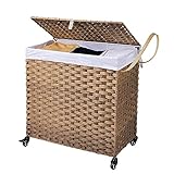 Crehomfy Laundry Hamper with Wheel and Removable