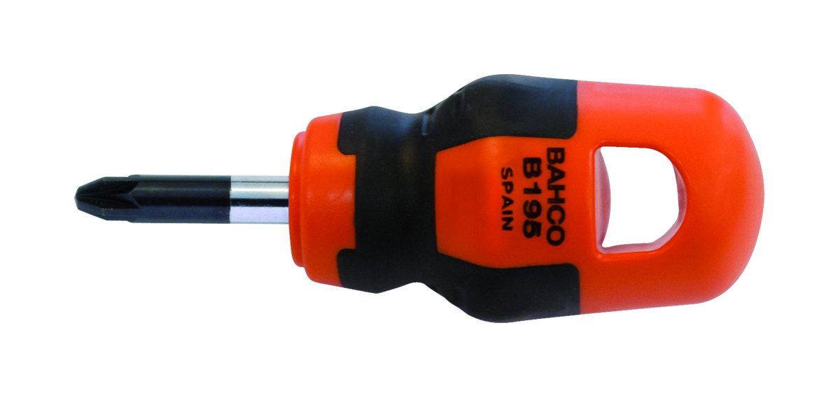 Bahco B195.902.025 "Stubby" Pozidriv Screwdriver, Multi-Colour, PZ2 x 25 mm