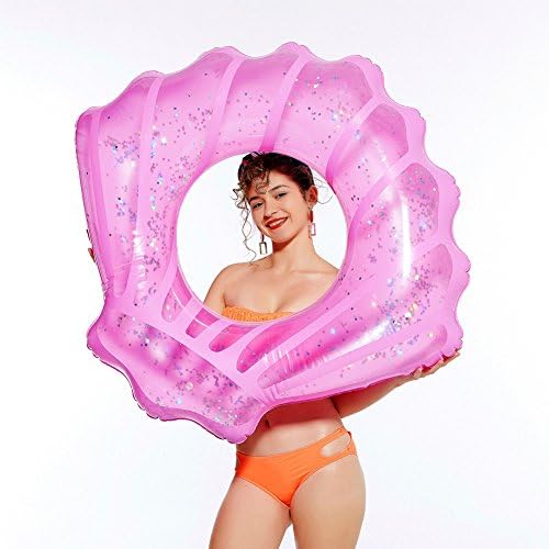 NAKORNO Inflatable Swim Rings, Seashell Shape Swim Tube, Funny Pool Floats or Summer Outdoor Beach Toy for Adults Kids, Giant Pool Party Ring Vacation Swimming Circle 45 x 35 x 12inches (pink)