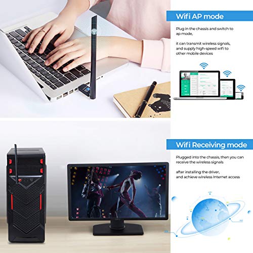 WiFi Adapter AC 600Mbps Wireless USB Adapter Driver Free 5.8GHz/2.4GHz Dual Band 600Mbps USB Adapter 2dBi External Antennas Supports Windows XP,Win Vista,Win 7,Win 8.1, Win 10,Mac OS X 10.6-10.13.3