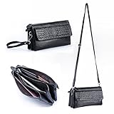 Gottowin Women’s Leather Purse Wallet Clutch Handbag Cross-body Bag Organizer w/ Wrist Strap +Card Holder (9-Inch,fit iPhone 6 Plus, Black)