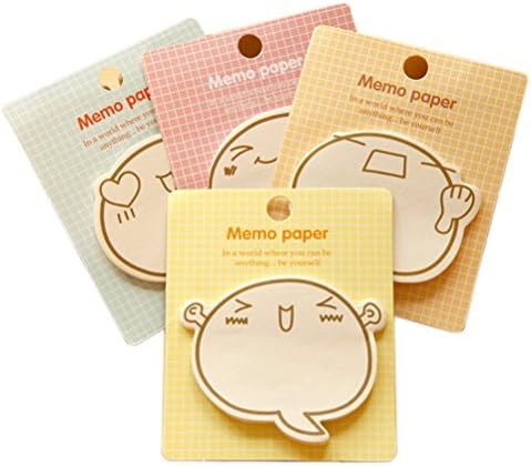 JUNKE 4 Pads Cute Emoji Sticky Notes Memo Pads Flags Index Tab, Random Style
