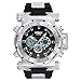 LYMFHCH Mens Sports Watches, Multifunctional Military Stopwatch, Waterproof Big Face LED Wrist Watch (Silver-Black)