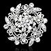 EVER FAITH Austrian Crystal Bridal Heart Flower Filigree Brooch Clear Silver-Tone
