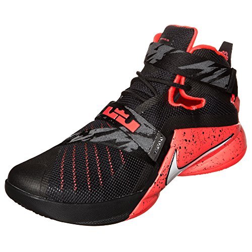 nike lebron soldier IX PRM mens hi top basketball trainers 749490 sneakers shoes (uk 9 us 10 eu 44, black white bright crimson 016)