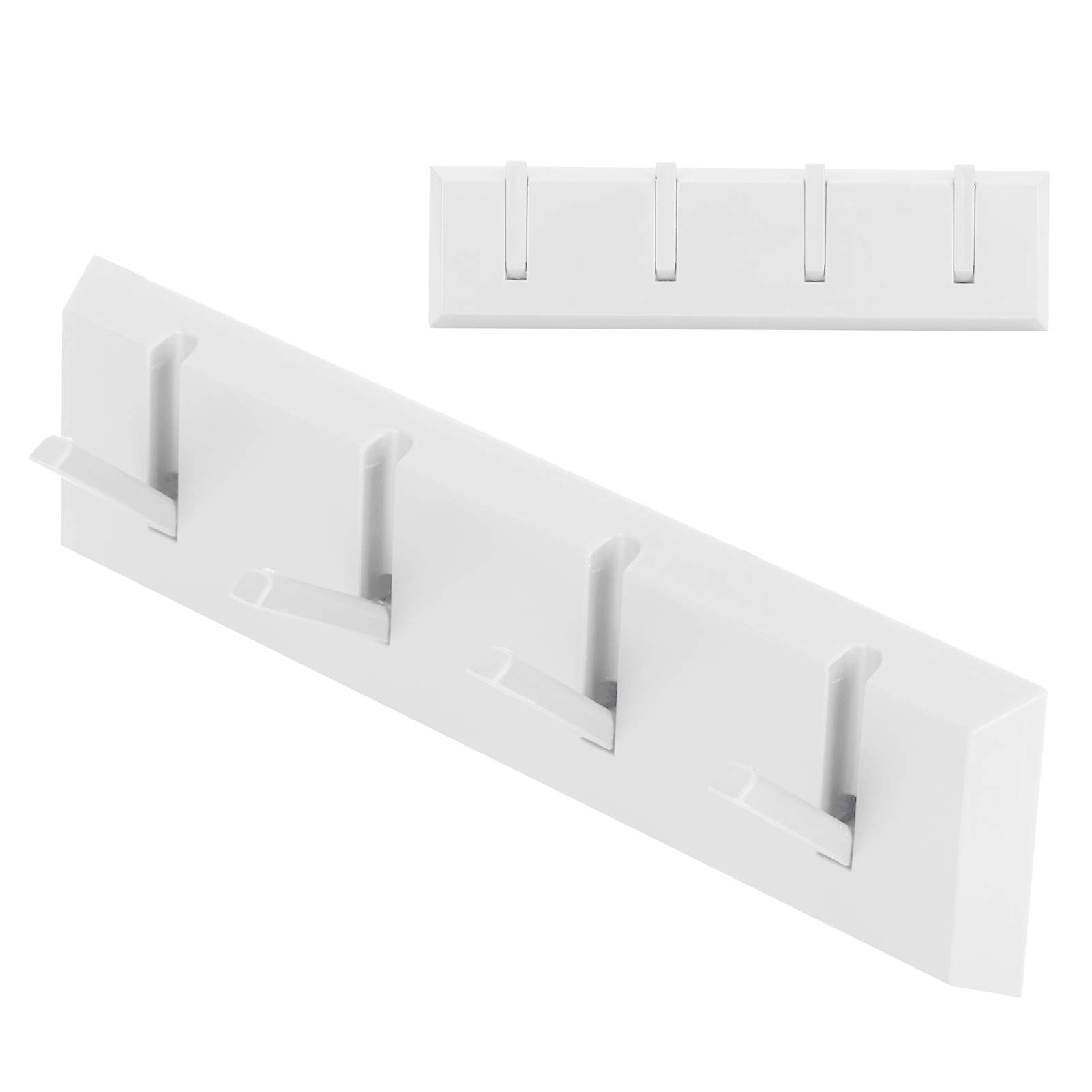 Zerodis Coat Hooks Wall Mounted, 10KG Weight Capacity No Drill Self Adhesive Rounded Corners No Burr Coat Hanger Wall Mounted for Bathroom Kitchen Wall Door 21x5x2cm(White)