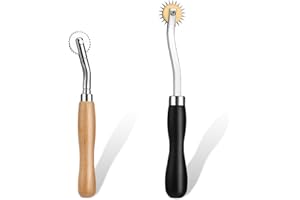 Nitlak 2 PCS Tracing Wheel with Wooden Handle Stainless Steel Pounce Wheel, Point Sewing Tracing Wheel for Sewing Patterns, Rotary Perforator, Overstitch Wheel, Perforation Cutter