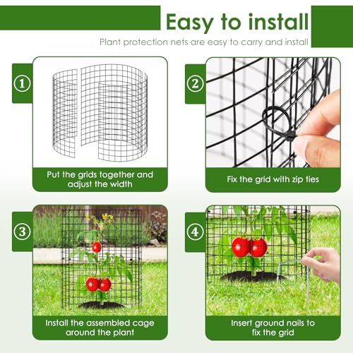 15Pcs Plants Protector from Animals 13.7inch Metal Mesh Plants Cages to Keep Animals Out Rustproof Garden Protection Covers for Indoor Outdoor Garden ZJMCAJY(Blackish Green,15)