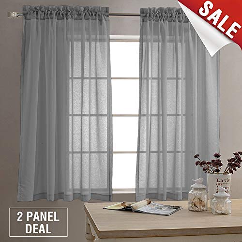 Sheer Curtains For Living Room Rod Pocket Charcoal Grey Import