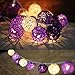 Dealbeta Battery Handmade Rattan Ball String Lights with Timer,20 Warm White LED Christmas Indoor Fairy Lights for Bedroom, Wedding, Party [ Rattan Ball's Diameter:5cm/2.04 in ] (Purple)