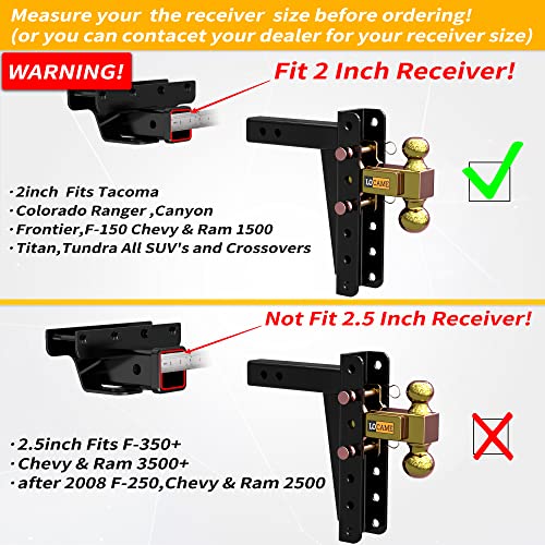 LOCAME Adjustable Trailer Hitch, Fits 2Inch Receiver, 8Inch Drop/Rise Drop Hitch,18,000 LBS