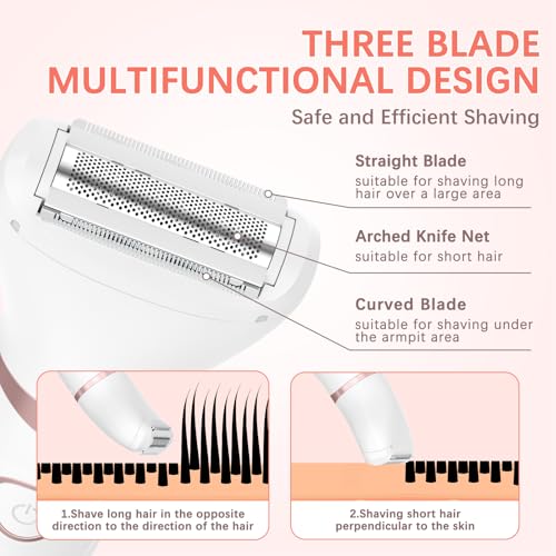 MAXGROOM 3 in 1 Lady Shaver for Women, Wet & Dry Electric Razor, IPX6 Waterproof Bikini Trimmer for Pubic Hair, LED Display, Hypoallergenic for Sensitive Skin, Facial Legs Underarms Body Groomer