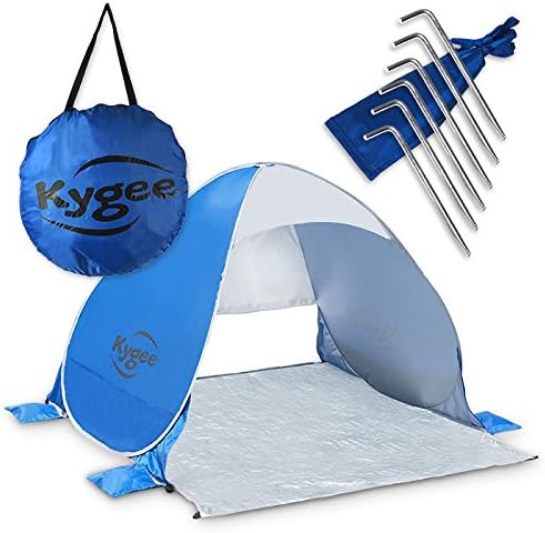 Kygee Beach Tent w/ Sand Anchors Instant Pop Up Sun Shade Cabana &amp; Stakes