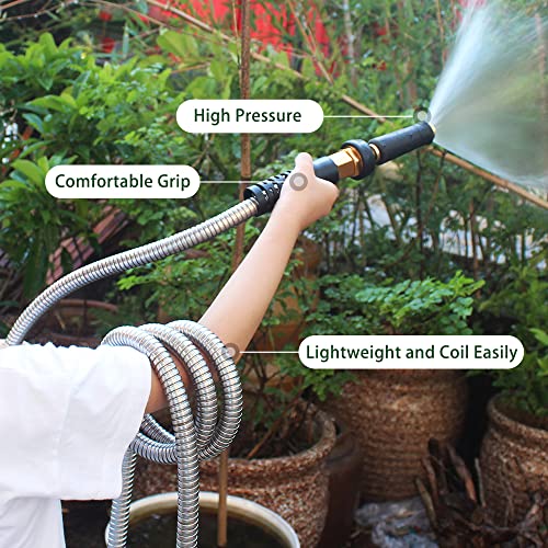 Cesun 10 FT Metal Garden Hose, Drinking RV Water Hose, Reinforced Metal Fittings, Dehumidifier