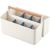 Vidifor Large Portable Basket with Handle, Plastic Craft Storage Organizer Caddy Tote with Adjustable Divided for Makeup Art