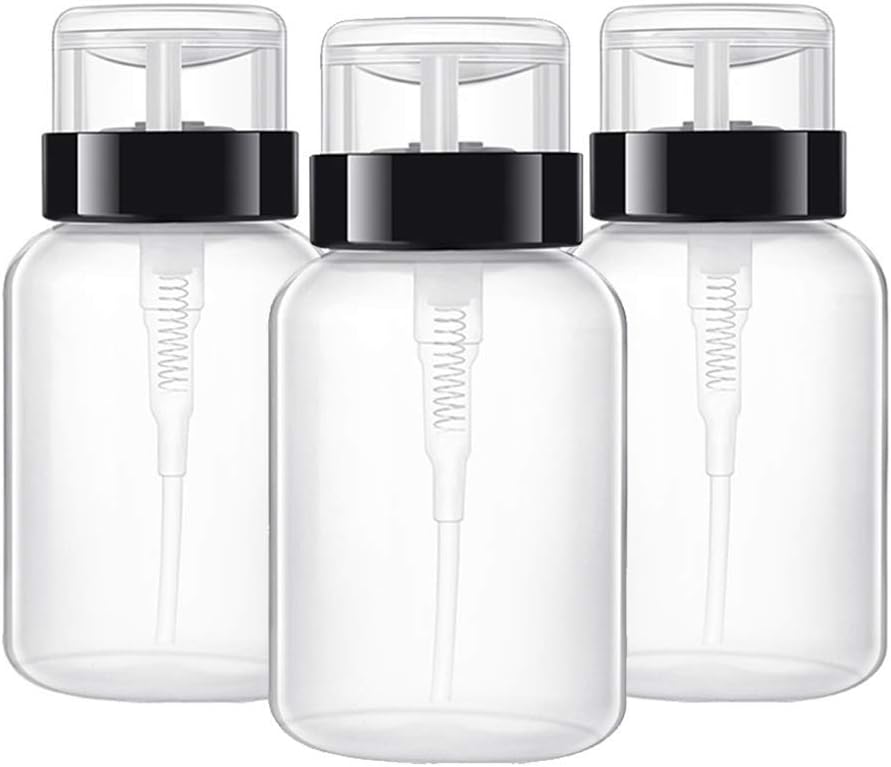 Nail Remover 200ml Nail Polish Remover Pump Dispensers, Plastic Travel Cosmetic Bottle for Makeup Remover Liquid- 3 pcs Large Capacity Nail Art Soak Off Remover