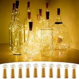 CYLAPEX 10 Pack Wine Bottle Lights with Cork, 20 LED Wine Bottle with Lights on Copper Wire, LED Cork Lights for DIY of LED Decoration, Wedding Centerpiece, Party, Christmas, Halloween, (Warm White)
