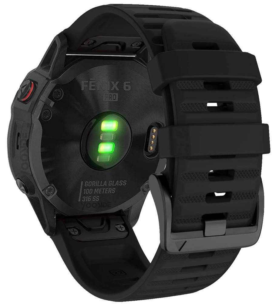 YOOSIDE Silicone Watch Strap for Fenix 7/ epix 2 / Fenix 6 /Fenix 5, 22mm Quick Fit Soft Sport Waterproof Non-allergenic Wrist Band for Garmin Instinct 2 Solar, Instinct Tactical, Fenix 5 Plus(Black)