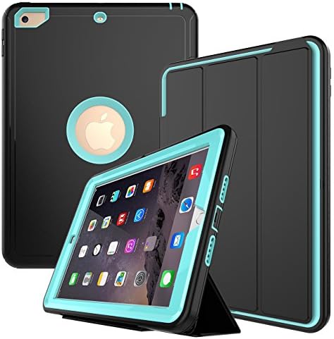 New iPad 2017 Case, Smart Case with Auto Sleep Wake Function Three Layer Drop Protection Rugged /Shock Proof Case for Apple New iPad 9.7 inch (Light Blue)