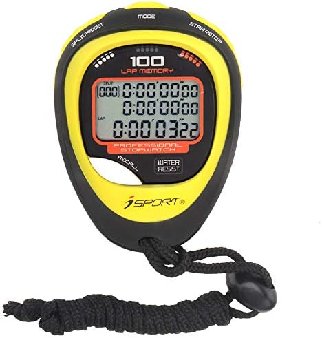 Professional Digital Stopwatch Timer Three Row Display Athletics Racing Stopwatches with 100 Lap Memory Split Time for Sports Coaches and Referees