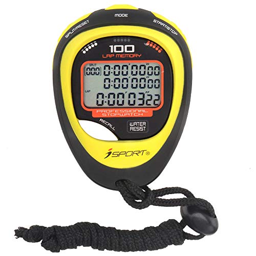 Professional Digital Stopwatch Timer Three Row Display Athletics Racing Stopwatches with 100 Lap Memory Split Time for Sports Coaches and Referees