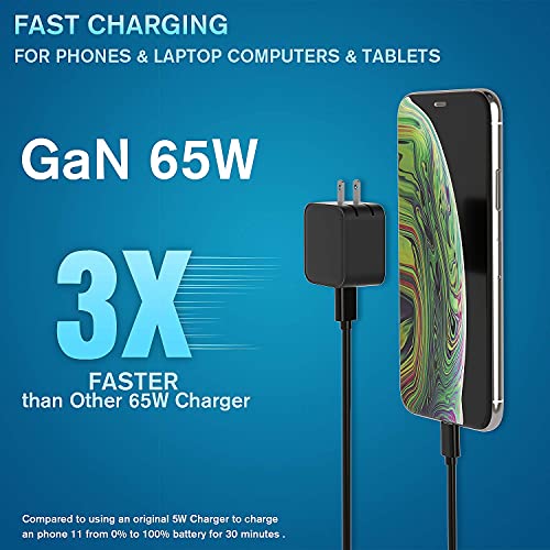 USB C Wall Charger, 65W 3-Ports Charger with 45W USB C Power Adapter, 20W USB-C Port, 22.5 USB-A Port, GaNTech, Foldable Plug, Compatible with MacBook, USB-C Laptops, iPad Pro, iPhone, Galaxy