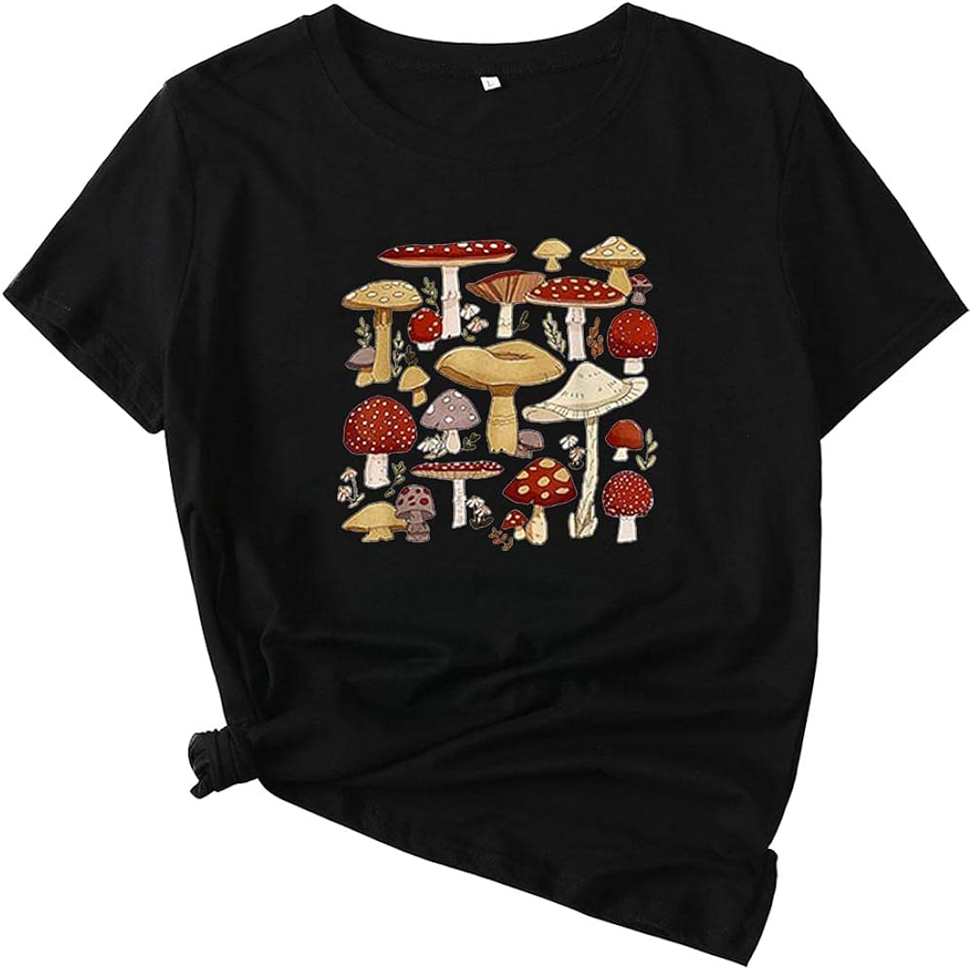 Mikialong Cute Mushroom Shirt Women Short Sleeve Graphic Tees Tshirt