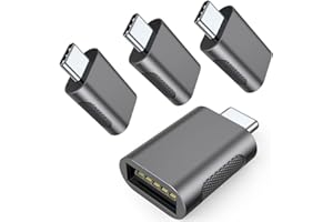 AuviPal 10Gbps USB C to USB 3.1 Adapter (4 Pack), Thunderbolt 4/3 to USB OTG Converter for iPhone 15, MacBook, iPad, iMac and More Type C Devices - Space Grey