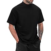Wihion Men Turtleneck Mock Neck T Shirts Short Sleeve Ribbed High Neck T-Shirt Tee