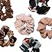 SEVEN STYLE 10 Pcs Colors Women's Chiffon Flower Hair Scrunchies Hair Bow Chiffon Ponytail Holder with Gift Bag,Great Gift for Thanksgiving day and Christmas