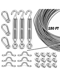 Litcher Globe   Kit de suspensión de luz para exteriores, cable de acero inoxidable con revestimiento de vinilo, incluye cable de alambre de acero inoxidable 304 y PVC transparente, hebilla giratoria y ganchos