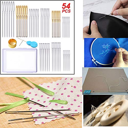 Y-Axis 54 Pcs Assorted Large Eye Stitching Needles Hand Sewing Needles Including Sharp & Blunt Needles with Storage Box - Thumbnail 4