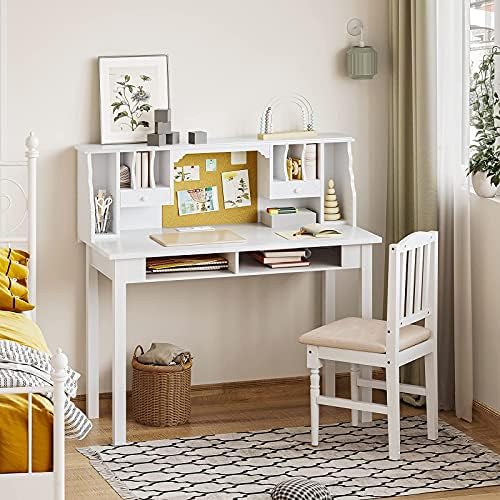 ADORNEVE 42.5 Inch Kids Writing Desk with USB Port,Child Desk with