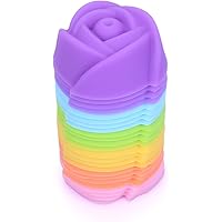 Mini Rose Silicone Baking Cups Pack of 24 - Reusable Cupcake Liners Muffin Pan Molds 2 inch - Nonstick Small Truffle…