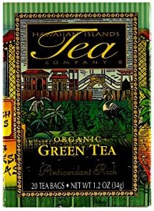 Hawaii Certified Organic Green Tea Antioxidant Rich (20 Tea Bags, 1.2 Ounce) by Hawaiian Islands Tea Company