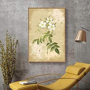 Floating Framed Canvas Wall Art for Living Room, Bedroom Retro Flower Canvas Prints for Home Decoration Ready to Hang - 16x24 inches