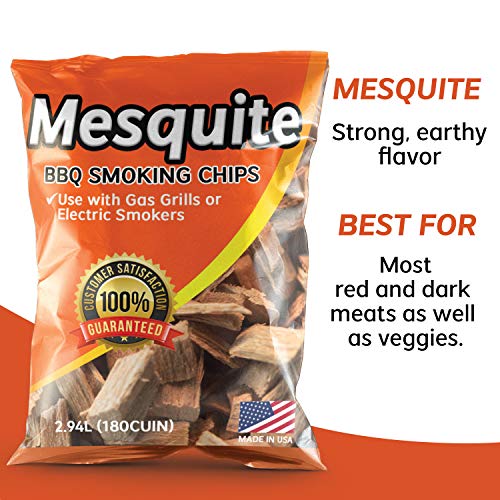 Smoking Wood Chips Mesquite Flavored, 2Lbs, Wood Chips for Smokers & Grills, Bake, Roast, Braise and BBQ | USA Made