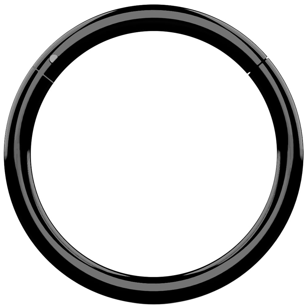 AZARIO LONDON 20 Gauge (0.8mm) - 8mm Diameter Black Anodized 316L Surgical Steel Hinged Segment Ring- Septum Clicker- Ear Cartilage Hoop- Huggie Earring- Tiny Nose Hoop - Lip Ring Body Jewellery