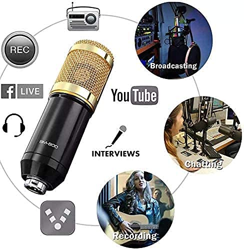 HCFSUK FHISD Kondensator Mikrofon Set, BM-800 Professional Mikrofon-Kit mit V8 Live-Soundkarte Boom Arm Shock Mount für… – Bild 4